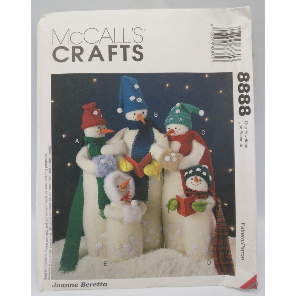 McCall's Crafts 8888 Snow Carolers Snowman Craft 18" 15" 9" Christmas Holiday
